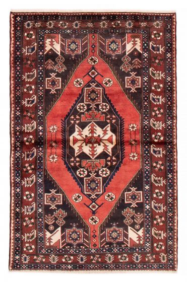 Bordered  Tribal Red Area rug 4x6 Turkish Hand-knotted 380248