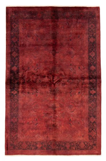 Bordered  Transitional Red Area rug 5x8 Pakistani Hand-knotted 383987