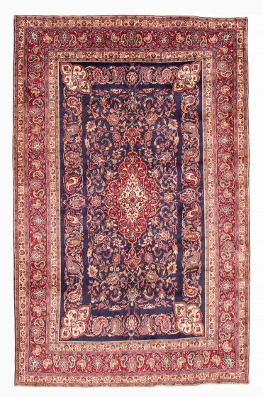 Bordered  Traditional Blue Area rug 6x9 Persian Hand-knotted 385199