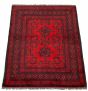 Bordered  Tribal Red Area rug 3x5 Afghan Hand-knotted 329598