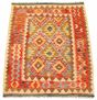 Turkish Bold and Colorful 2'11" x 4'0" Flat-weave Wool Red Kilim