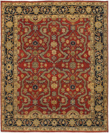 Bordered  Traditional Brown Area rug 6x9 Indian Hand-knotted 272239