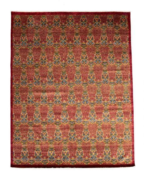 Casual  Transitional Green Area rug 12x15 Pakistani Hand-knotted 345141