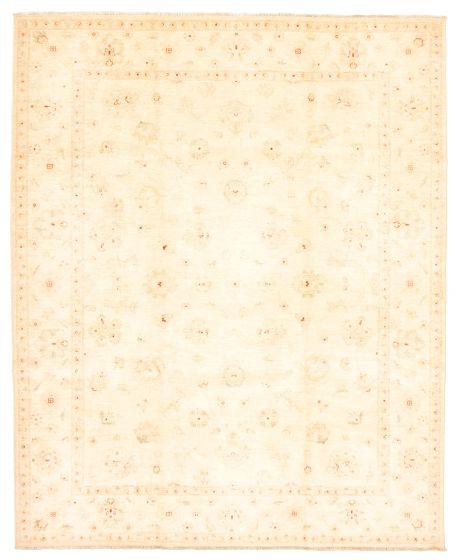 Bordered  Traditional Ivory Area rug 6x9 Afghan Hand-knotted 346774