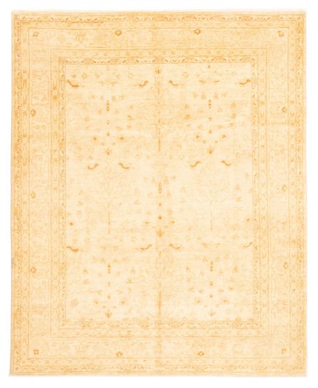 Bordered  Traditional Yellow Area rug 6x9 Pakistani Hand-knotted 362298
