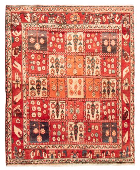 Bordered  Traditional Red Area rug 4x6 Turkish Hand-knotted 365998