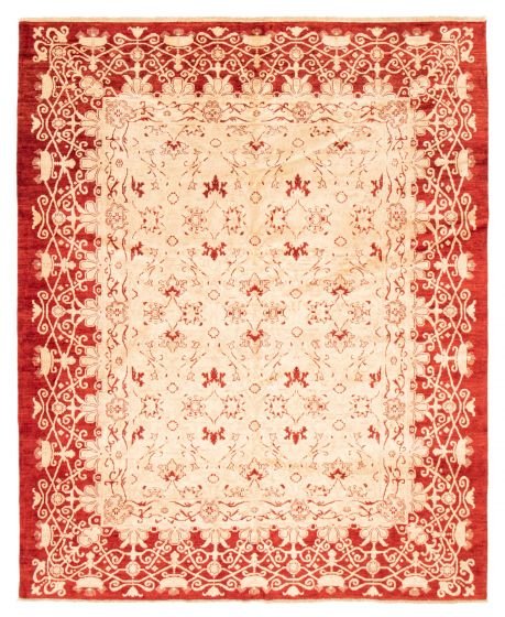 Traditional Ivory Area rug 6x9 Afghan Hand-knotted 369348