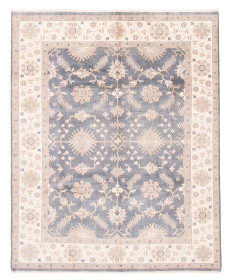 Bordered  Traditional Grey Area rug 6x9 Indian Hand-knotted 379064