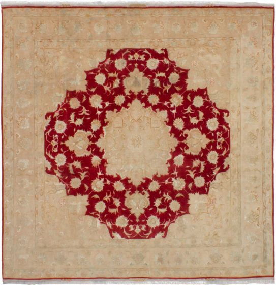 Bordered  Traditional Red Area rug Square Persian Hand-knotted 265793