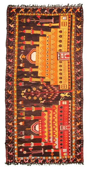 Flat-weaves & Kilims  Tribal Black Area rug Unique Turkish Flat-weave 343605