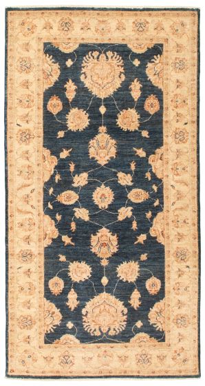 Bordered  Traditional Blue Area rug Unique Afghan Hand-knotted 346647
