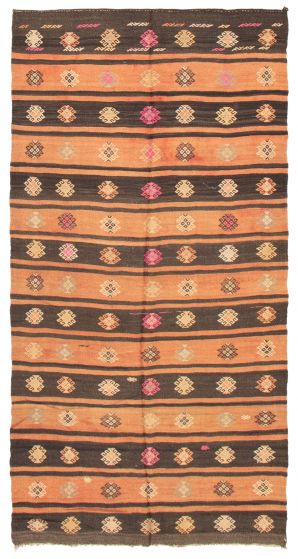 Flat-weaves & Kilims  Stripes Brown Area rug Unique Turkish Flat-Weave 369866