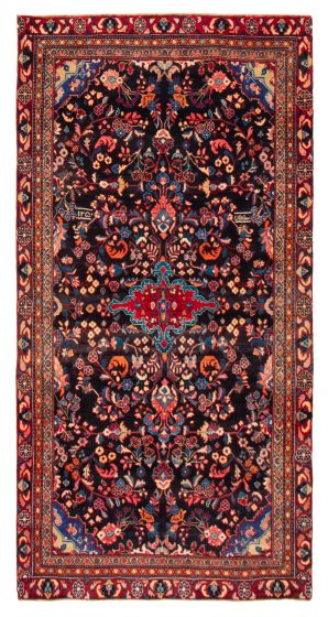 Bordered  Traditional Black Area rug Unique Turkish Hand-knotted 389546
