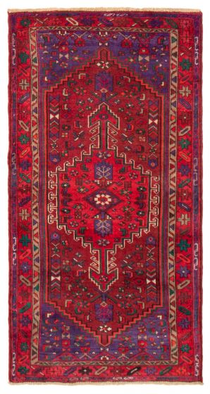 Bordered  Tribal Red Area rug 4x6 Turkish Hand-knotted 389608