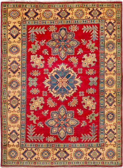 Bordered  Geometric Red Area rug 4x6 Afghan Hand-knotted 272605
