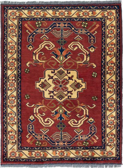 Bordered  Traditional Red Area rug 3x5 Afghan Hand-knotted 282998