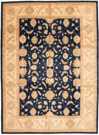 Bordered  Traditional Blue Area rug 10x14 Afghan Hand-knotted 338451