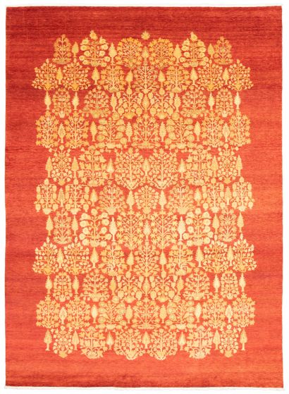 Floral  Transitional Red Area rug 9x12 Pakistani Hand-knotted 341305