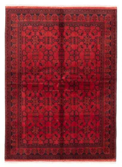 Bordered  Traditional Red Area rug 5x8 Afghan Hand-knotted 360414