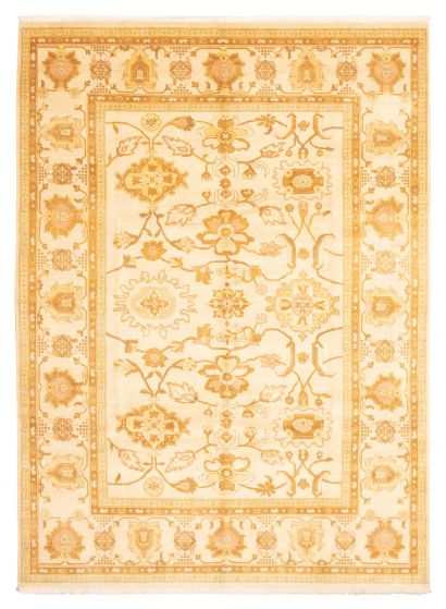 Bordered  Traditional Ivory Area rug 9x12 Pakistani Hand-knotted 362948