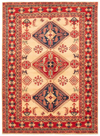 Bordered  Traditional Red Area rug 8x10 Afghan Hand-knotted 363491