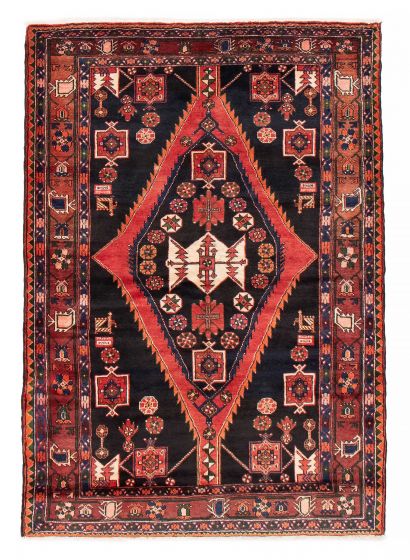 Bordered  Traditional Black Area rug 4x6 Turkish Hand-knotted 380481