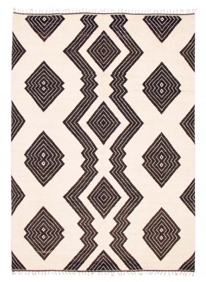 Moroccan  Tribal Ivory Area rug 9x12 Pakistani Hand-knotted 381752