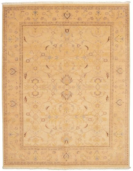 Bordered  Traditional Yellow Area rug 6x9 Pakistani Hand-knotted 330805