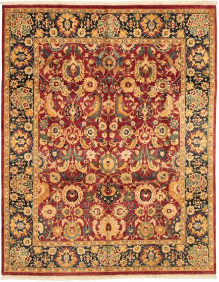 Bordered  Traditional Red Area rug 6x9 Pakistani Hand-knotted 336923