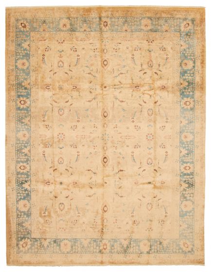 Bordered  Traditional Yellow Area rug 8x10 Pakistani Hand-knotted 337498