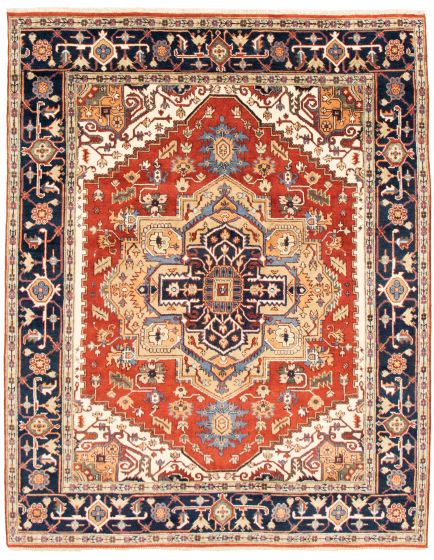 Bordered  Traditional Brown Area rug 6x9 Indian Hand-knotted 344097