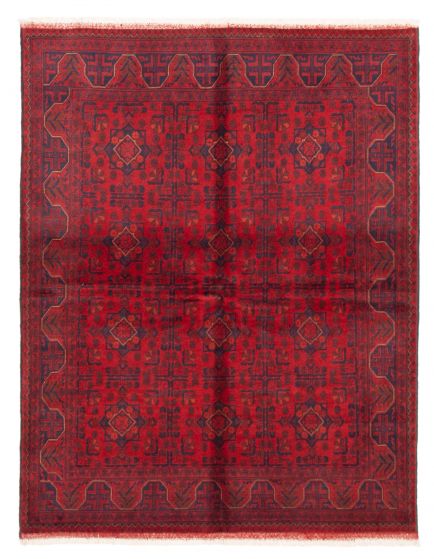 Bordered  Traditional Red Area rug 5x8 Afghan Hand-knotted 360391