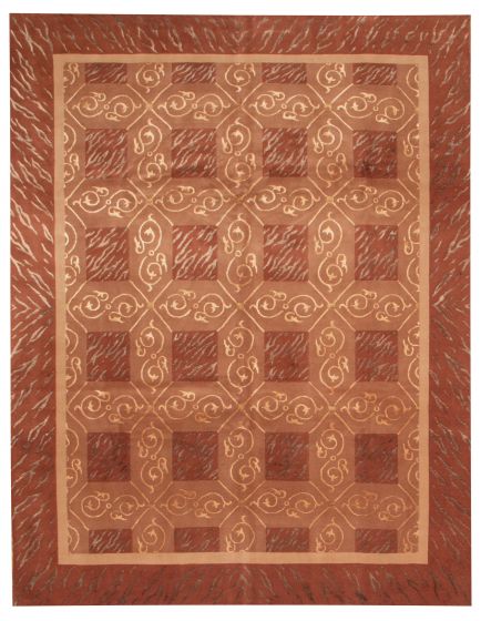 Transitional Ivory Area rug 6x9 Nepal Hand-knotted 374752