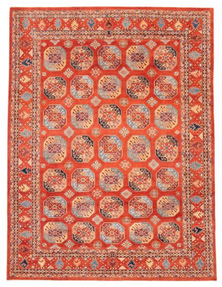Bordered  Traditional Brown Area rug 9x12 Afghan Hand-knotted 387530