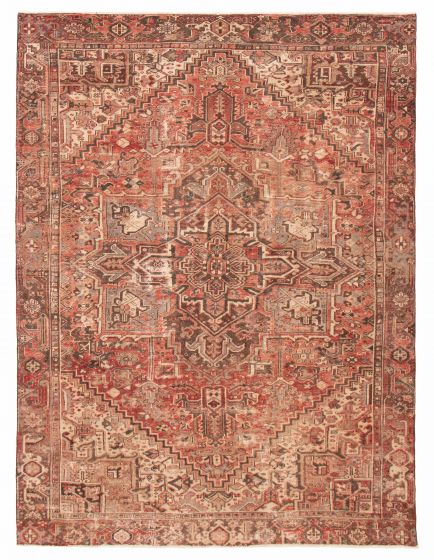 Geometric  Vintage Red Area rug 8x10 Turkish Hand-knotted 391260