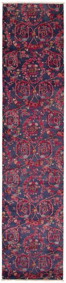 Casual  Transitional Purple Runner rug 8-ft-runner Pakistani Hand-knotted 341472