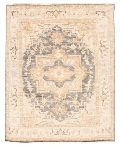 Bordered  Traditional Grey Area rug 6x9 Indian Hand-knotted 370117