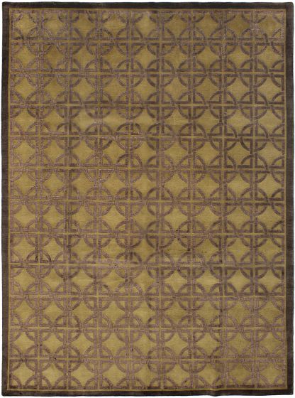 Carved  Transitional Brown Area rug 9x12 Nepal Hand-knotted 285551