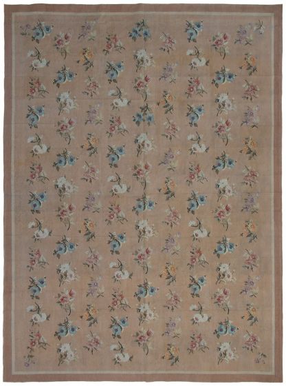 Bordered  Transitional Brown Area rug 9x12 Chinese Hand Loomed 289506