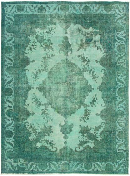 Bordered  Transitional Green Area rug 9x12 Turkish Hand-knotted 317958