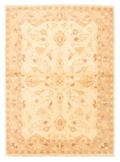 Bordered  Traditional Ivory Area rug 3x5 Afghan Hand-knotted 331392