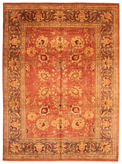 Bordered  Traditional Brown Area rug 9x12 Pakistani Hand-knotted 338186
