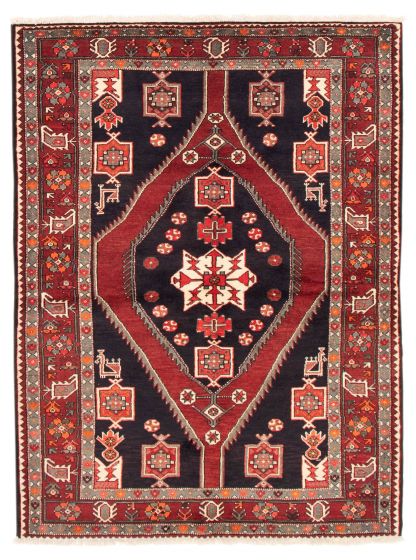 Bordered  Traditional Black Area rug 4x6 Turkish Hand-knotted 352590