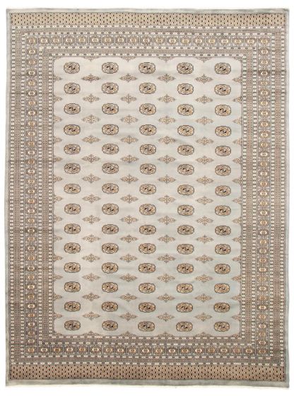Bordered  Traditional Grey Area rug 9x12 Pakistani Hand-knotted 363172