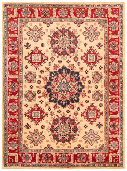 Bordered  Traditional Ivory Area rug 8x10 Afghan Hand-knotted 363737