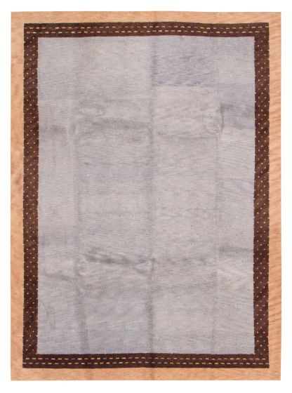 Bordered  Tribal Grey Area rug 8x10 Indian Hand-knotted 375112