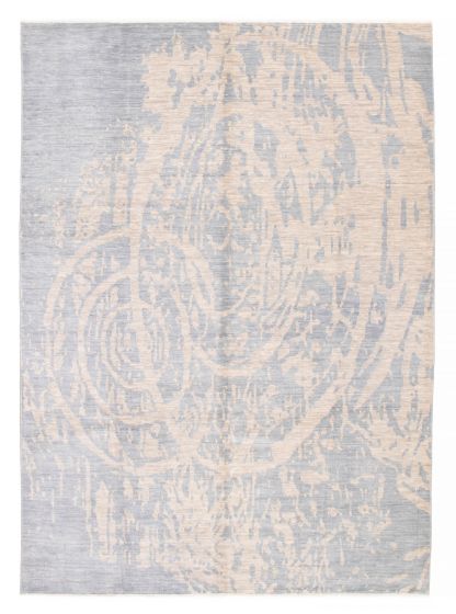 Modern Blue Area rug 9x12 Indian Hand-knotted 378363