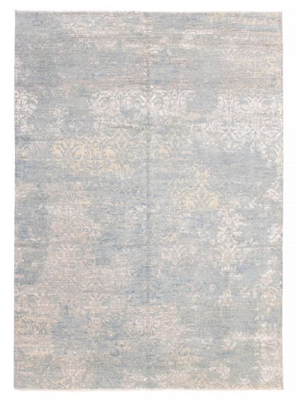 Modern Blue Area rug 9x12 Indian Hand-knotted 380712