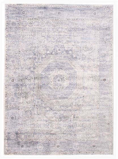Bordered  Traditional Blue Area rug 10x14 Indian Hand Loomed 386489