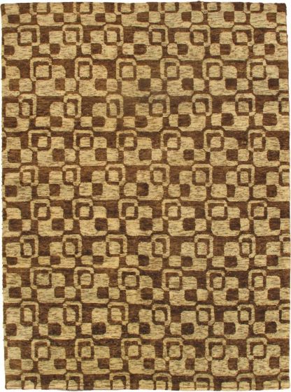 Contemporary Brown Area rug 5x8 Nepal Hand-knotted 49592